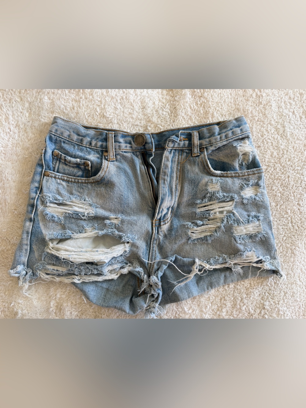 Signature8 Light Blue Distressed Denim Cutoff Shorts